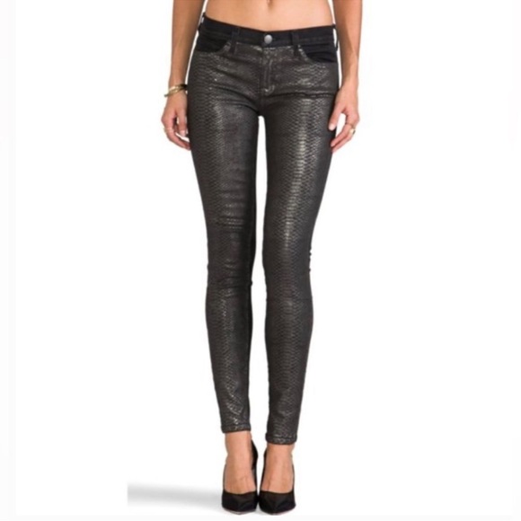 Current/Elliott The Ankle Skinny Matte Black & Gunmetal Coated - Picture 2 of 10